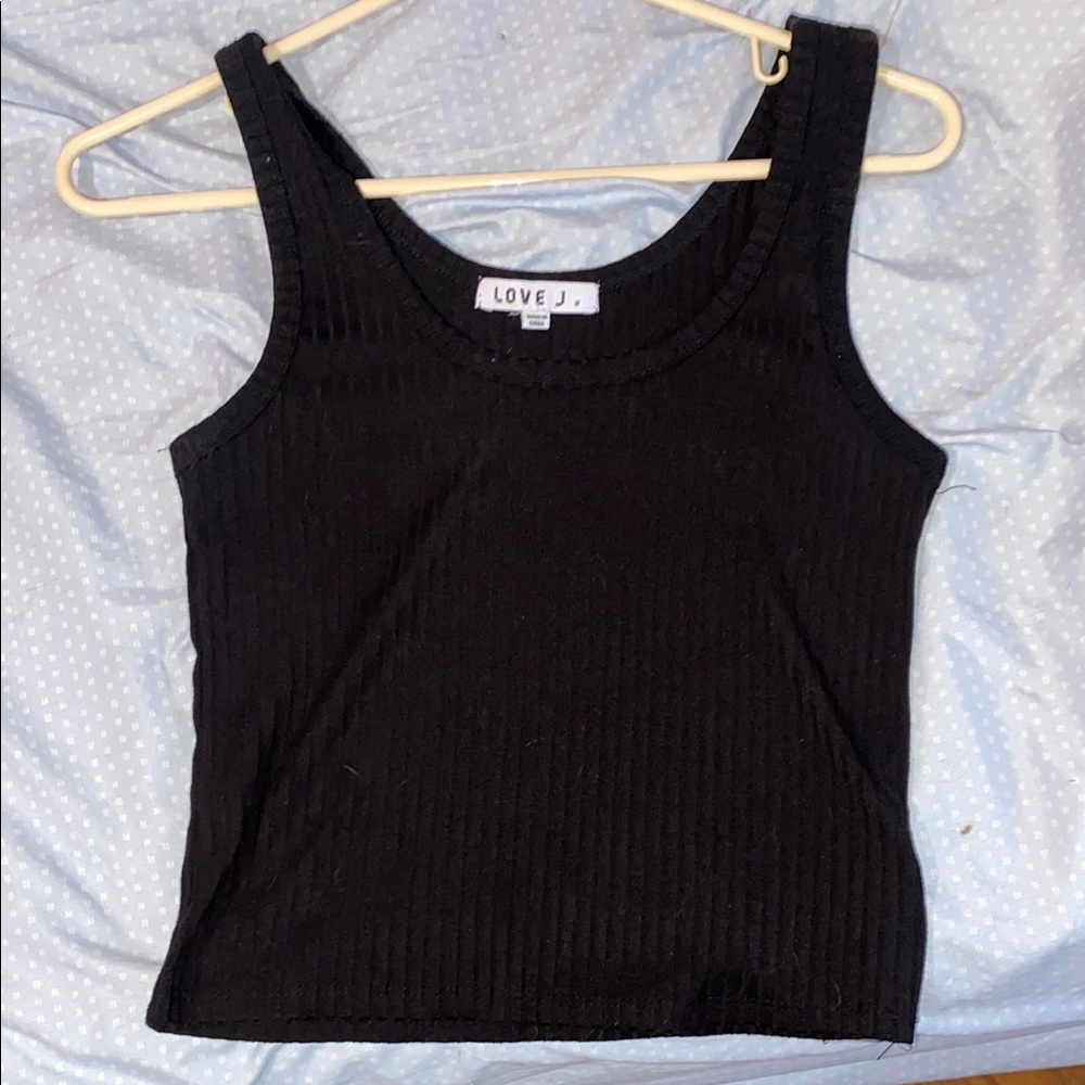 Love J Black Fitted Ribbed Sleeveless Tank